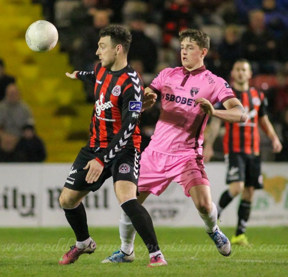 Mark Quigley in action against Youths - Pic by Eddie Lennon