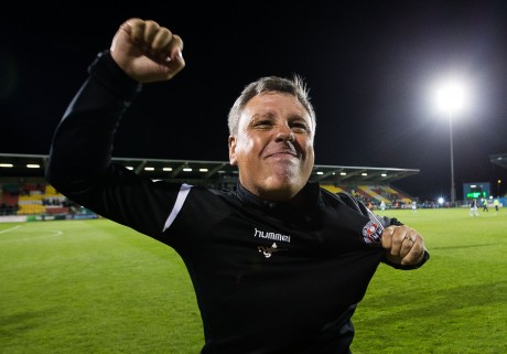Keith Long celebrates at the final whistle 17/8/2018