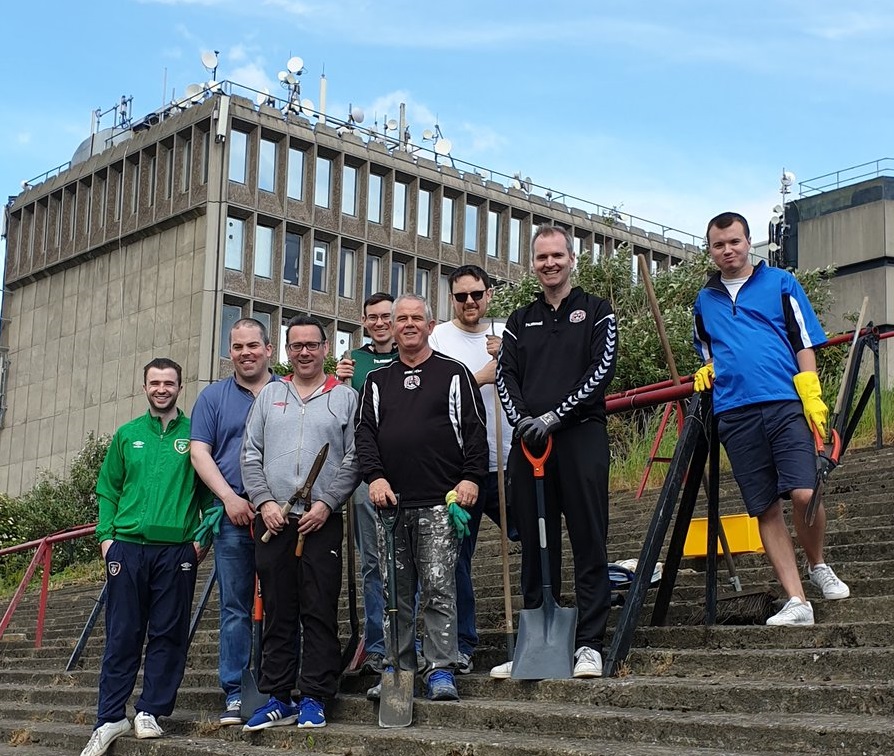 Gerry Sexton, centre, organised the most recent Dalymount clean-up - Gerry Farrell